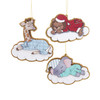 Sleeping Animals In Pajamas On Cloud Ornaments, 3 Assorted