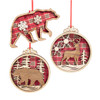 Plaid Deer & Bear Ornaments, 2 Assorted