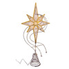 17" 100L Warm White Fairy Twinkle LED 8-Point Gold Glittered Star Tree Topper