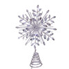 11.75" 18L Cool White LED Silver Glittered Snowflake Tree Topper