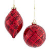 Glass Striped Red Ball & Onion Ornaments, 2 Assorted