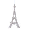 Silver Eifel Tower With Clear Gems Ornament