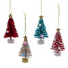 4" Decorated Red, Teal, Red/White & Brown/White Tree Ornaments, 4 Assorted