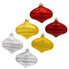 100MM Red, Silver & Gold Glittered Flat Drop Ornaments, 4-Piece Box, 3 Assorted Colors