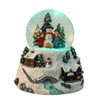 100MM Battery Operated Musical Snowman With House & Tree Snow Globe