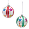 80MM Glass Stars & Stripes Carnival Ornaments, 2 Assorted 
