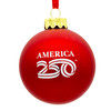 80MM Glass America 250th Red Ball With Eagle Head & Flag Ornament