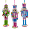 6" Green, Blue & Pink Nutcracker Ornaments, 3 Assorted