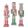 15" Red, Green & White With Stripes & Polka Dots Nutcrackers, 3 Assorted