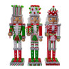 15" Red, Green & White With Stripes & Polka Dots Nutcrackers, 3 Assorted