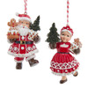 Mr. & Mrs. Claus Holding Gingerbread Cookies Ornaments, 2 Assorted