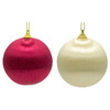 80MM Shiny Red & Cream Ball Ornaments, 2 Assorted