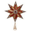 16" 8-Point Red, Gold & Silver Flower Motif Tree Top
