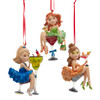 "Tipsy Girl" Ornaments, 3 Assorted