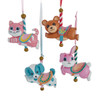 Baby Dog, Rabbit, Cat & Bear Carousel Animal Ornaments, 4 Assorted 