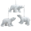 Furry Polar Bear Ornaments, 3 Assorted