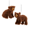 Furry Brown Bear Ornaments, 2 Assorted