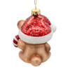 Noble Gems™ Glass Teddy Bear With Santa Hat Ornament