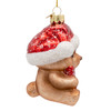 Noble Gems™ Glass Teddy Bear With Santa Hat Ornament
