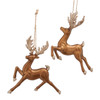 Bronze Deer With Glittered Antlers & Tail Ornaments, 2 Assorted