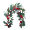 5' Green Pine With Red Balls, Berries & Snowflakes Garland