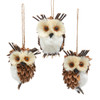Brown Straw Owl Ornaments, 3 Assorted