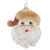 Glass Santa With Plaid Santa Hat With Fur Trim Ornament