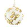 100MM Glass White Ball With Gold Bow Ornament