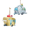 Santa In Camper Car Ornaments, 2 Assorted