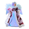 12“ 7L Color Changing LED Fiber-Optic Silver and Burgundy Angel Treetop