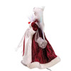 12" 7L Color Changing LED Fiber-Optic Silver and Burgundy Angel Tree Topper