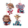 Jungle Animal Pajama Ornaments, 4 Assorted