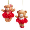 Teddy Bear Ballet Ornaments, 2 Assorted