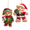 Santa Bear & Elf Bear With Presents Ornaments, 2 Assorted