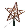 10" 20L Warm White Fairy LED Natural Rattan Star Tree Topper