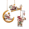 Santa On Reindeer, Moon & Sled Ornaments, 3 Assorted