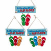 Beach Flip Flop Family Of 2, 3 & 4 With Saying Ornaments For Personallization, 3 Assorted