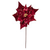 Ruby Red Velvet Sequined Poinsettia Stem