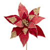 Dark Red & Gold Poinsettia Pick 