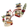4.35-4.75" Snow Town Gardening Snowman With Tree & Bird Table Pieces, 2 Assorted