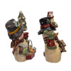 4.35-4.75" Snow Town Gardening Snowman With Tree & Bird Table Pieces, 2 Assorted