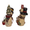 4.35-4.75" Snow Town Gardening Snowman With Tree & Bird Table Pieces, 2 Assorted