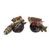 4.35-4.75" Snow Town Gardening Snowman With Tree & Bird Table Pieces, 2 Assorted