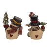 4.35-4.75" Snow Town Gardening Snowman With Tree & Bird Table Pieces, 2 Assorted