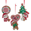 Gingerbread Snowman, Santa, Man With Cookie Ornaments, 3 Assorted