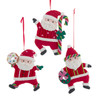 Santa With Candy Cane, Donut & Wreath Ornaments, 3 Assorted