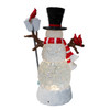 15.5" Battery Operated LED Snowman With Swirling Glitter Table Piece