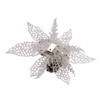 White Glittered Poinsettia With Pinecone Clip-On Ornament
