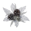 White Glittered Poinsettia With Pinecone Clip-On Ornament