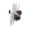 White Glittered Poinsettia With Pinecone Clip-On Ornament